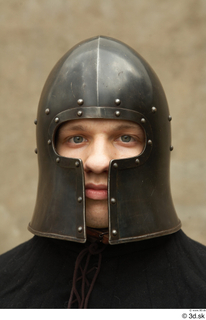 Photos Medieval Knight in cloth armor 3 Blue suit Helmet…